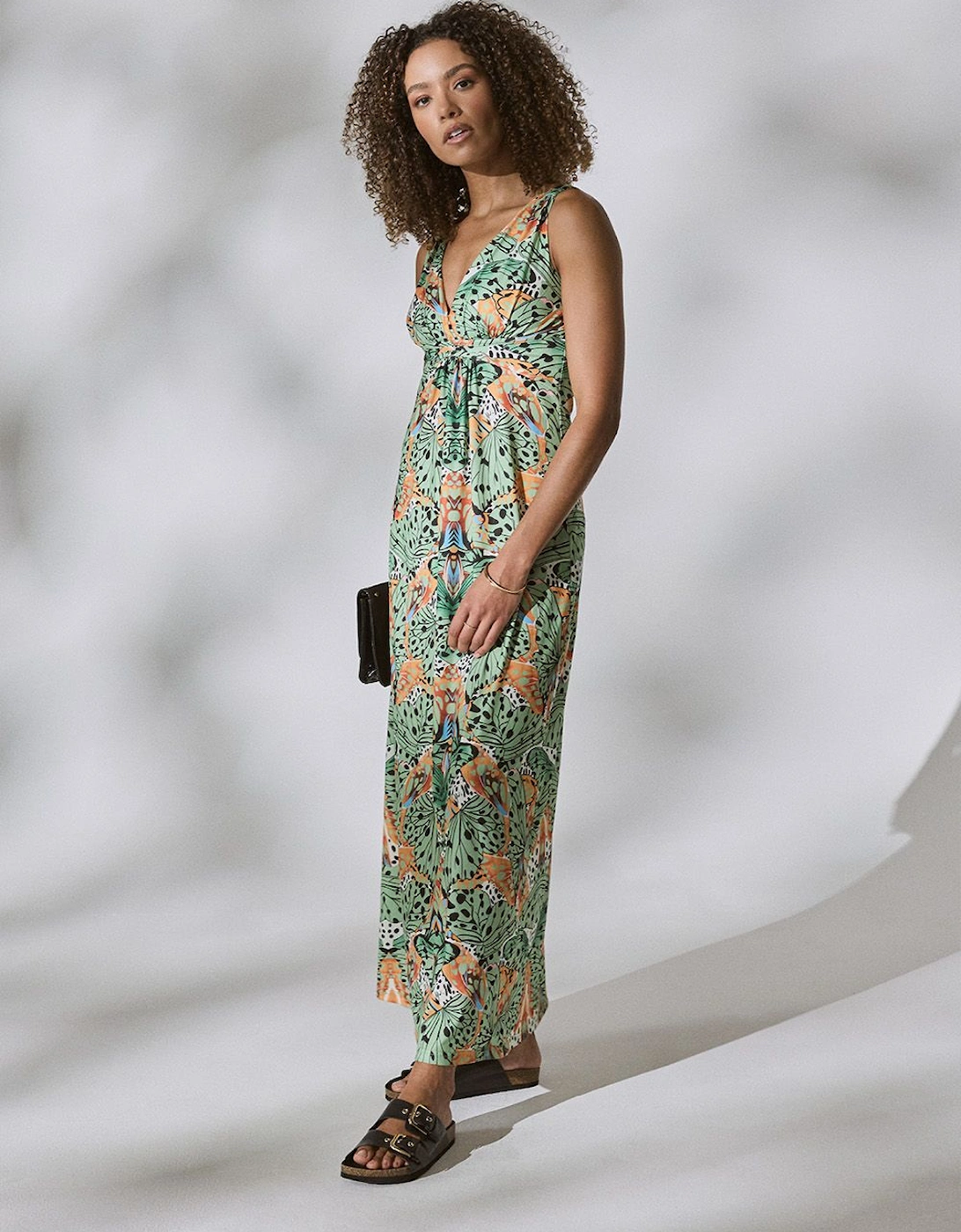 Butterfly Print V-Neck Empire Maxi Dress, 2 of 1