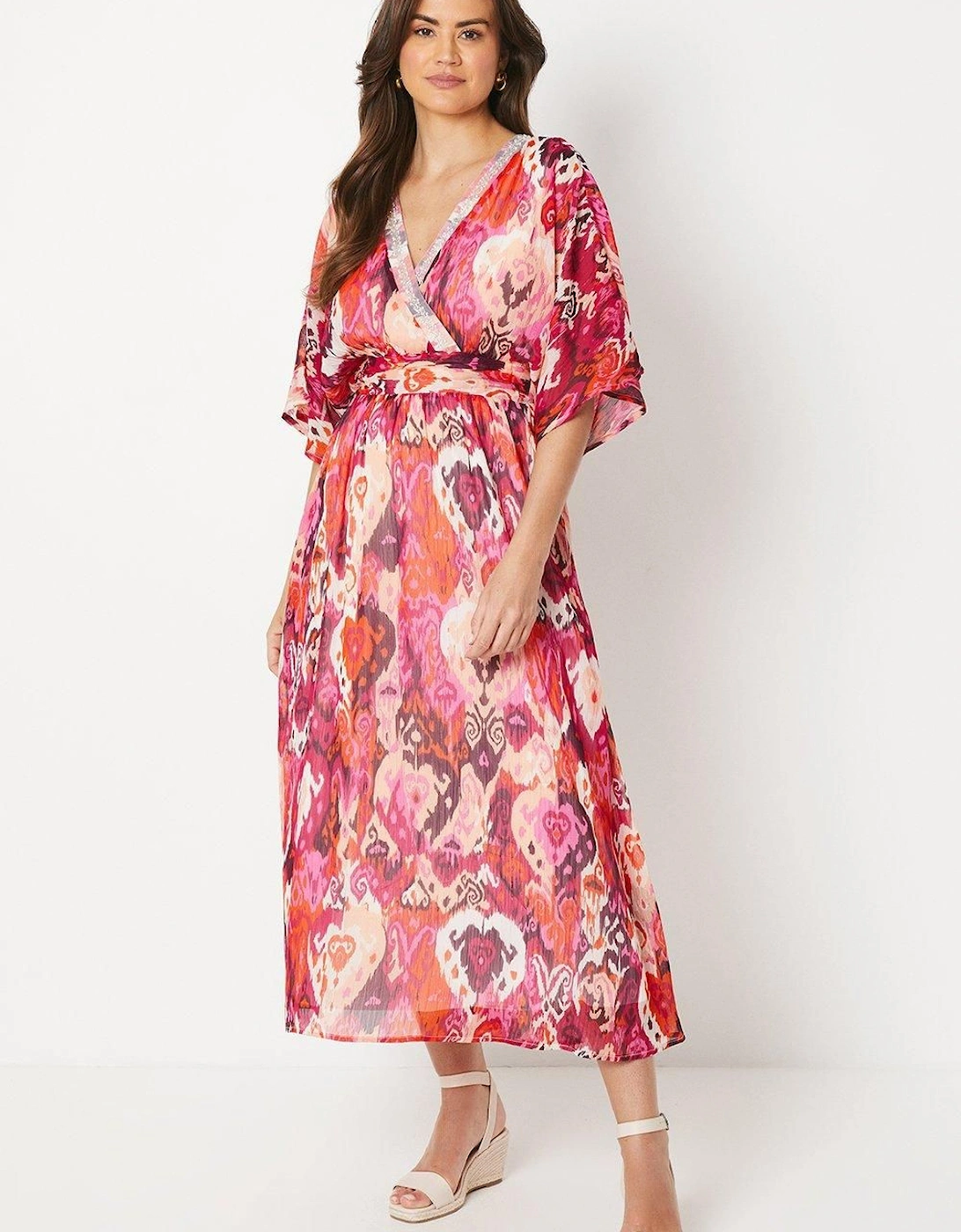 Occasion Abstract Print Embellished Midi Dress, 2 of 1