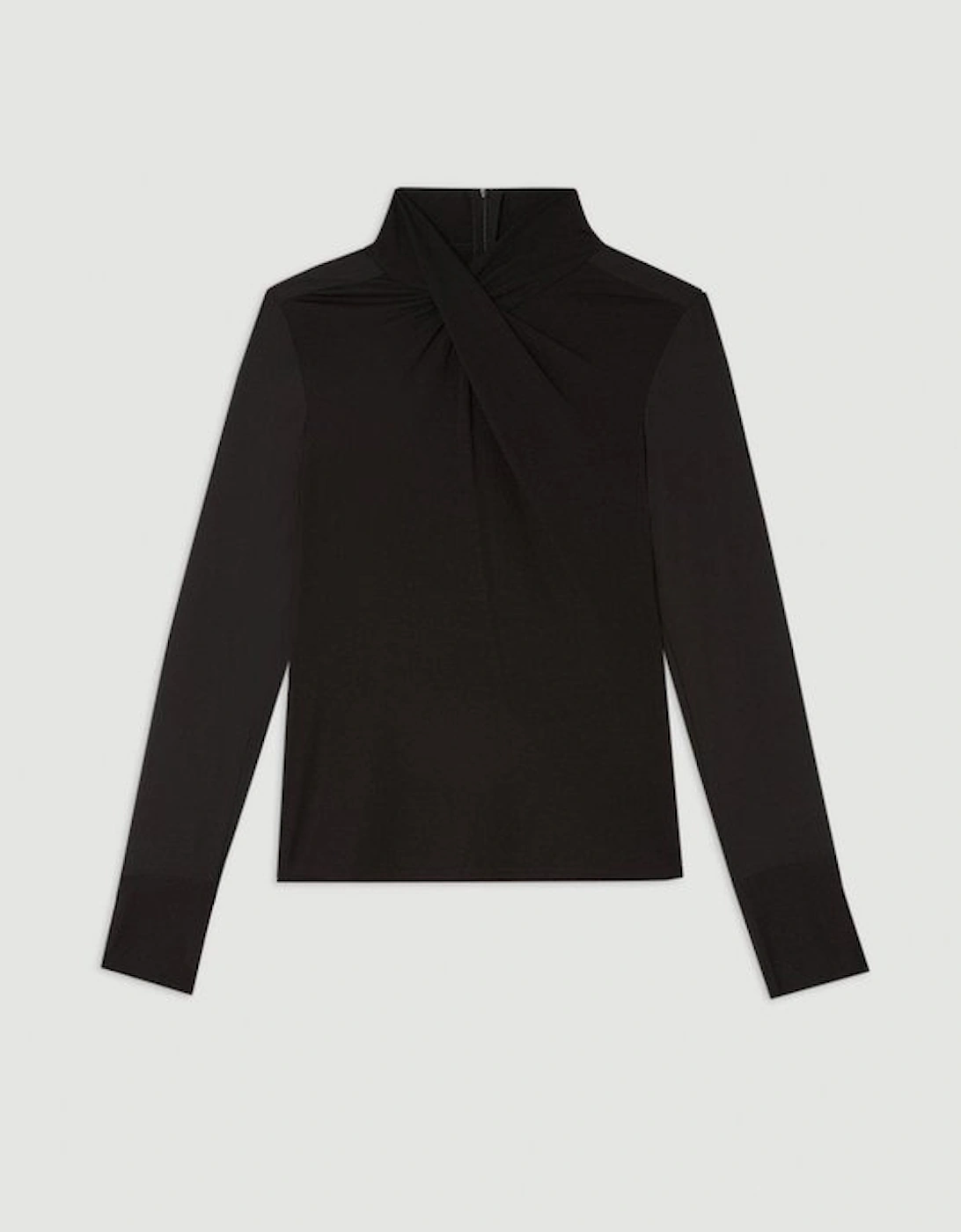 Jersey And Georgette Mix High Neck Top