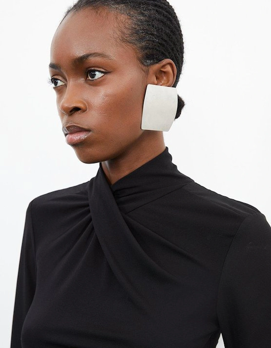 Jersey And Georgette Mix High Neck Top