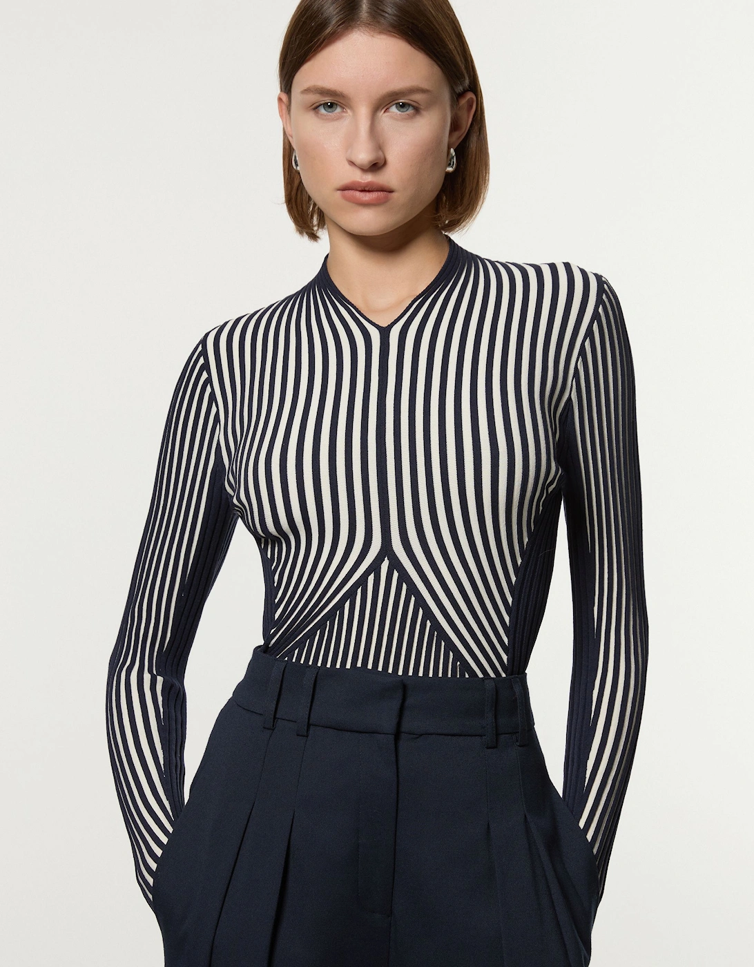 Petite Stripe Fitted Long Sleeve Knitted Top, 2 of 1