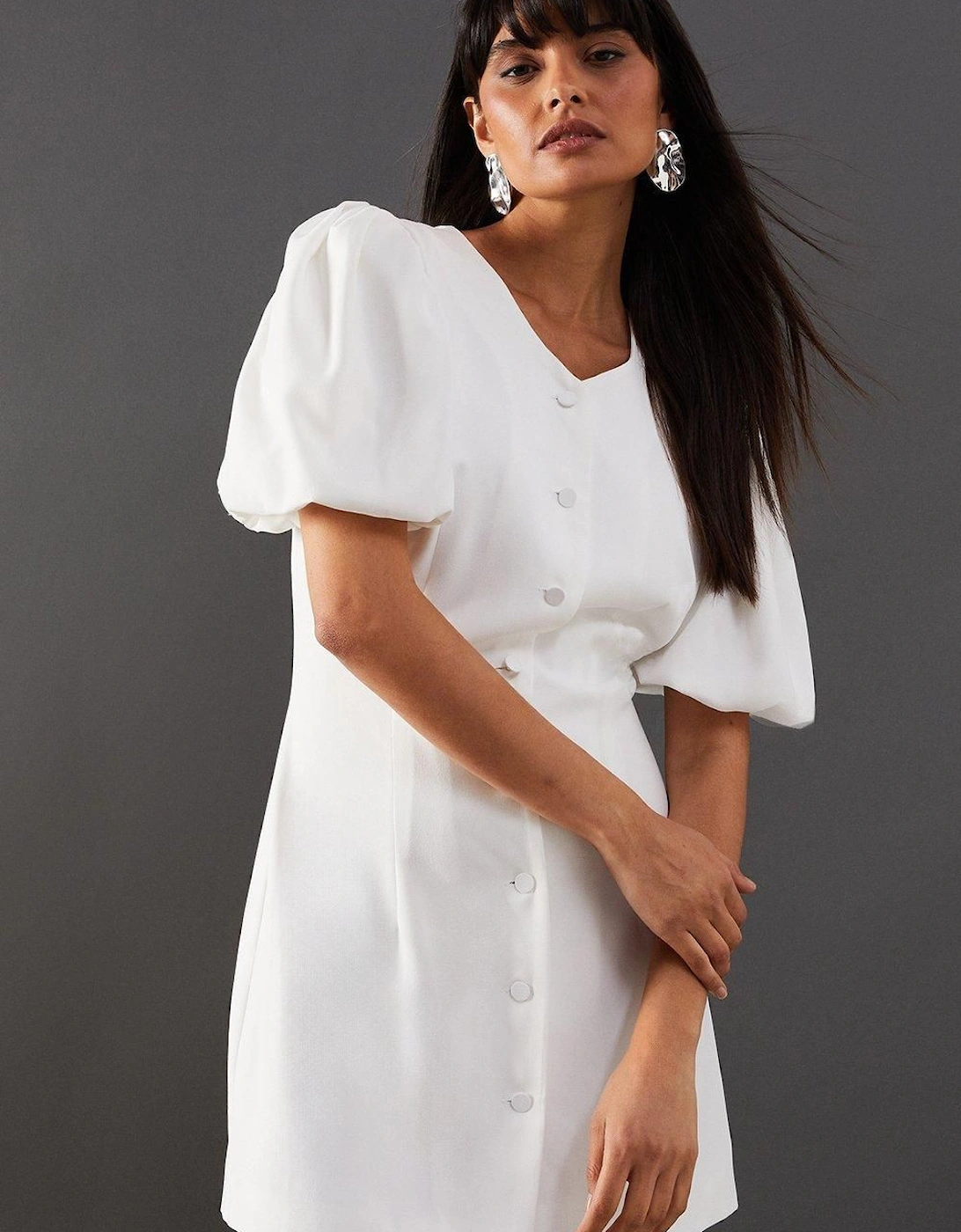 Puff Sleeve Mini Tailored Dress, 2 of 1