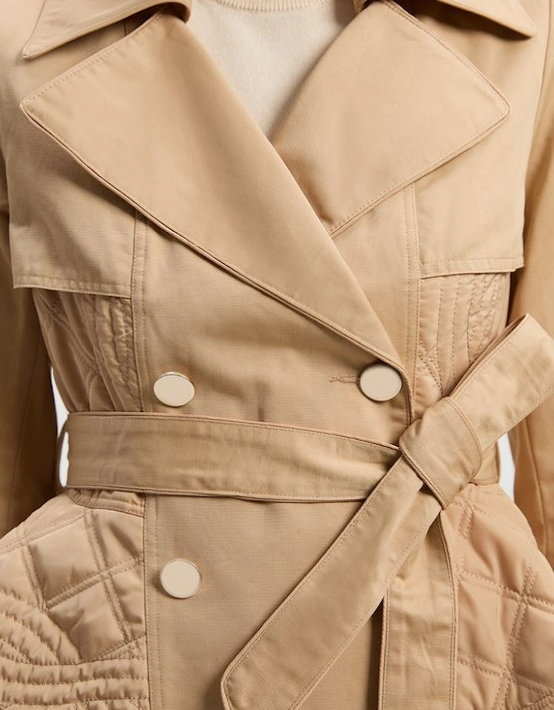 Quilted Padded Peplum Short Trench Coat