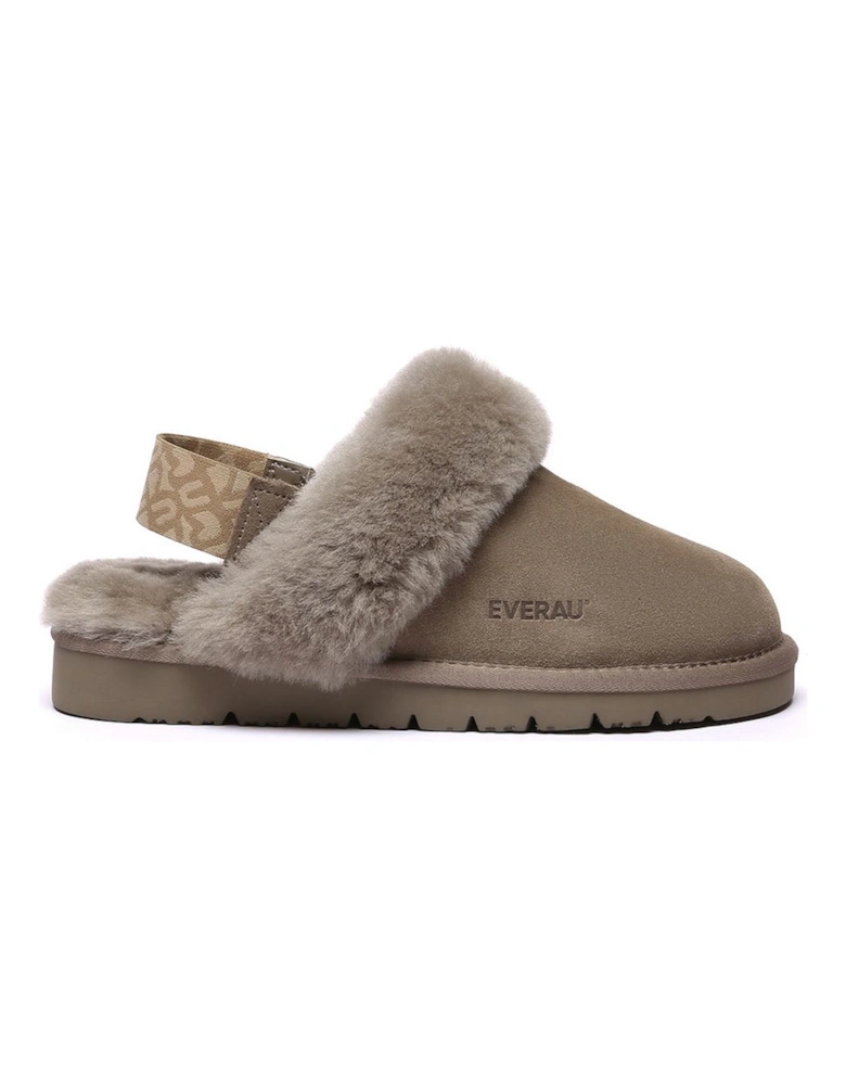 Real Sheepskin Pelican Removable Strap Slingback Slippers with EVA Sole