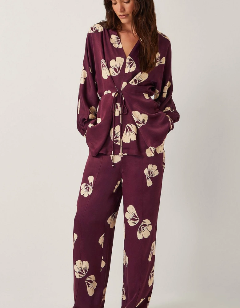 Roz Floral Straight Leg Trousers Red