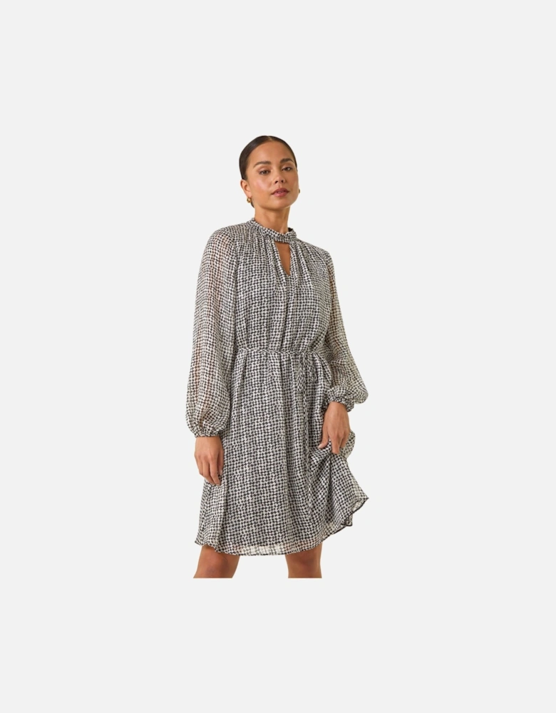 Petite Geometric Keyhole Front Dress