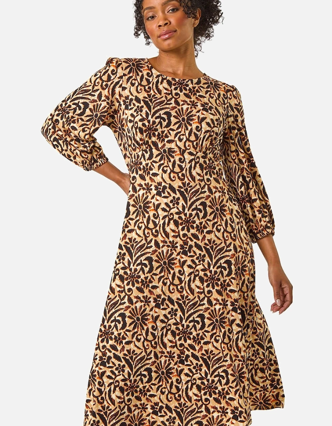 Petite Floral Stretch Midi Dress, 2 of 1