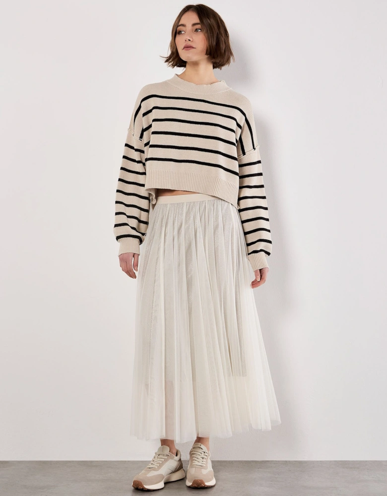 Stripe Crop Drop Shoulder Jumper