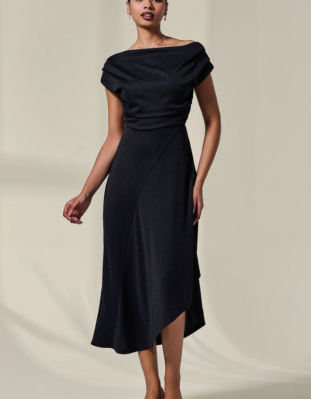 Asymmmetric Draped Midi Dress, 2 of 1