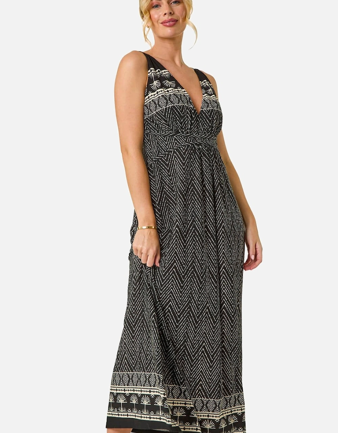 Petite Palm Print Border Maxi Dress, 2 of 1