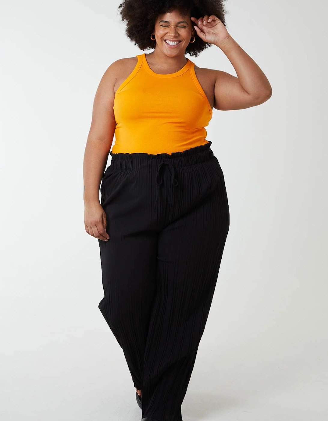 Plain Elasticated Waist Plisse Culottes, 2 of 1