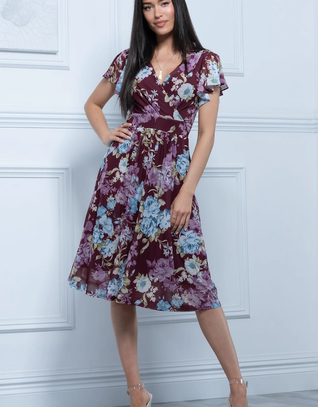 Lylah Cross Front Mesh Dress, 2 of 1