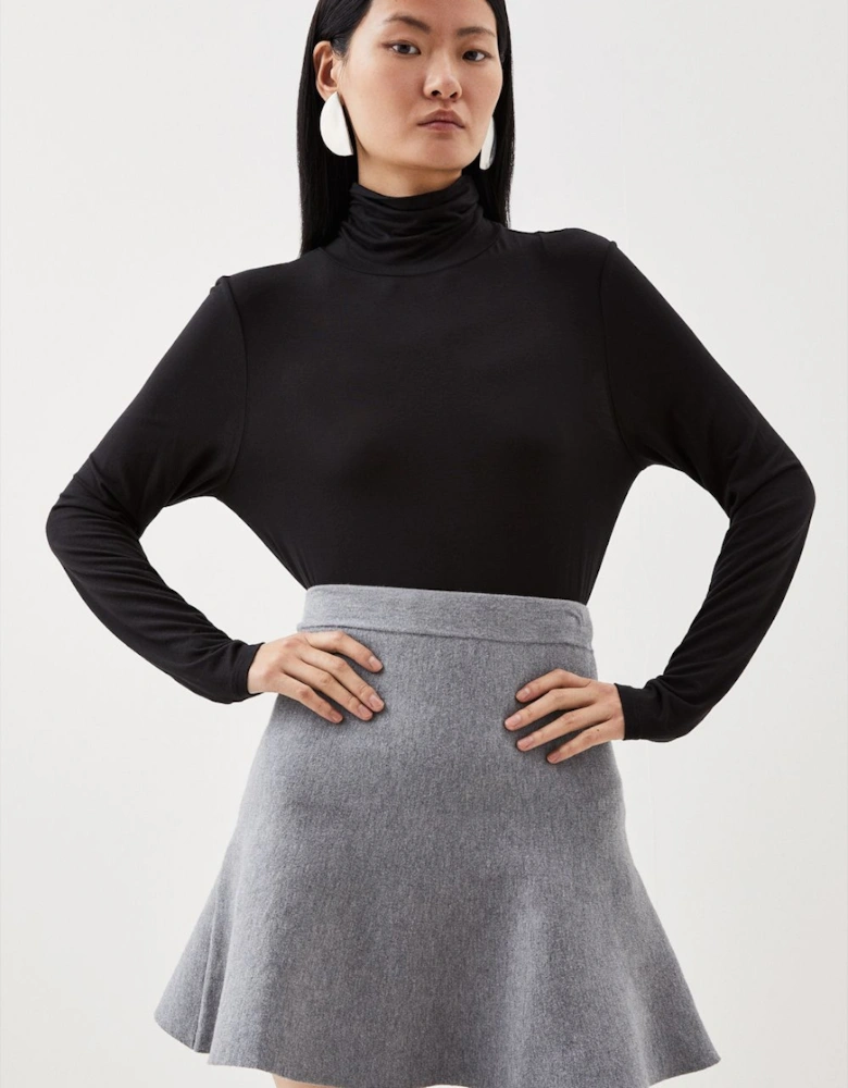 Tall Compact Wool Look Knit Flippy Mini Skirt