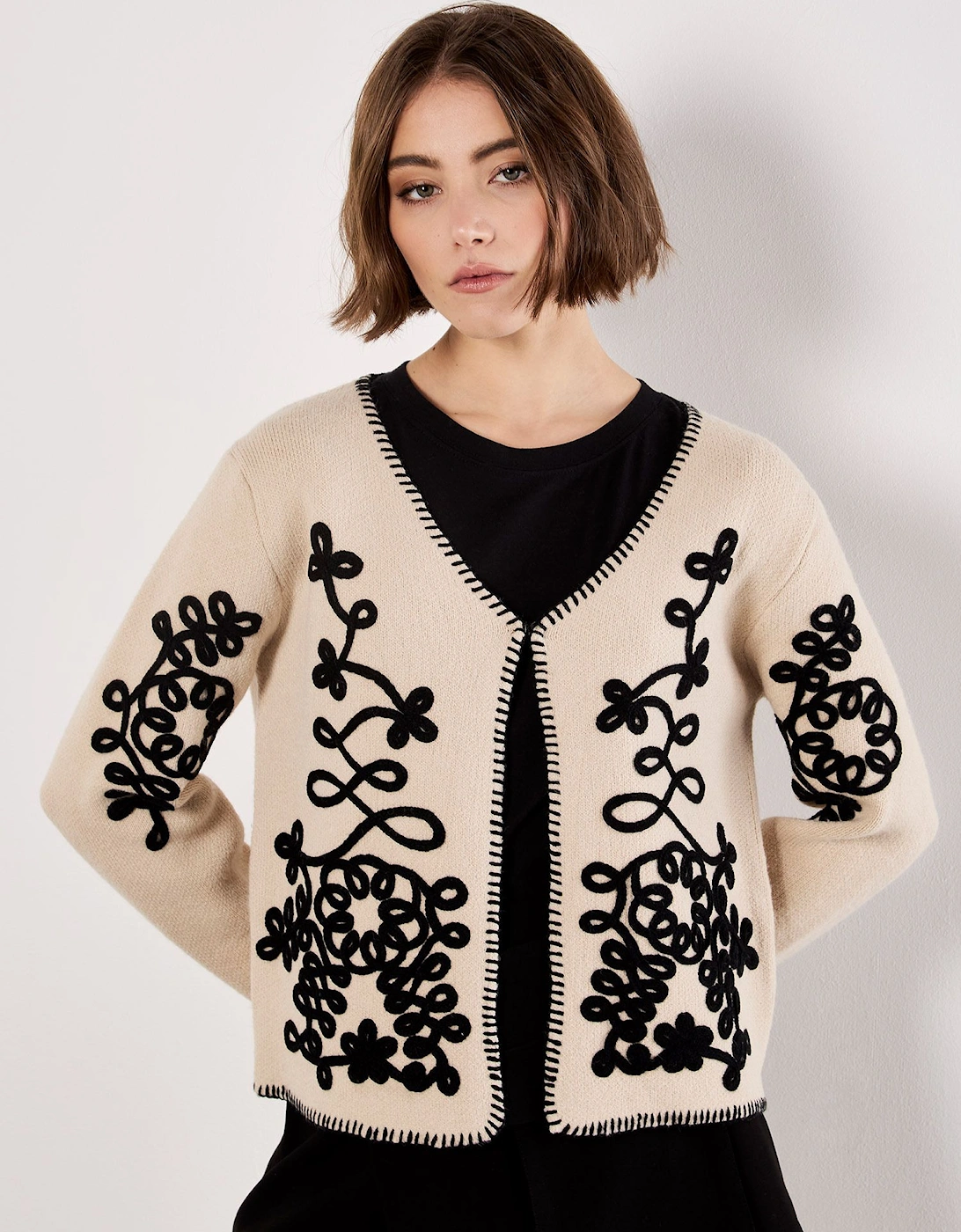 Swirl Embroidered Blanket Stitch Cardigan, 2 of 1