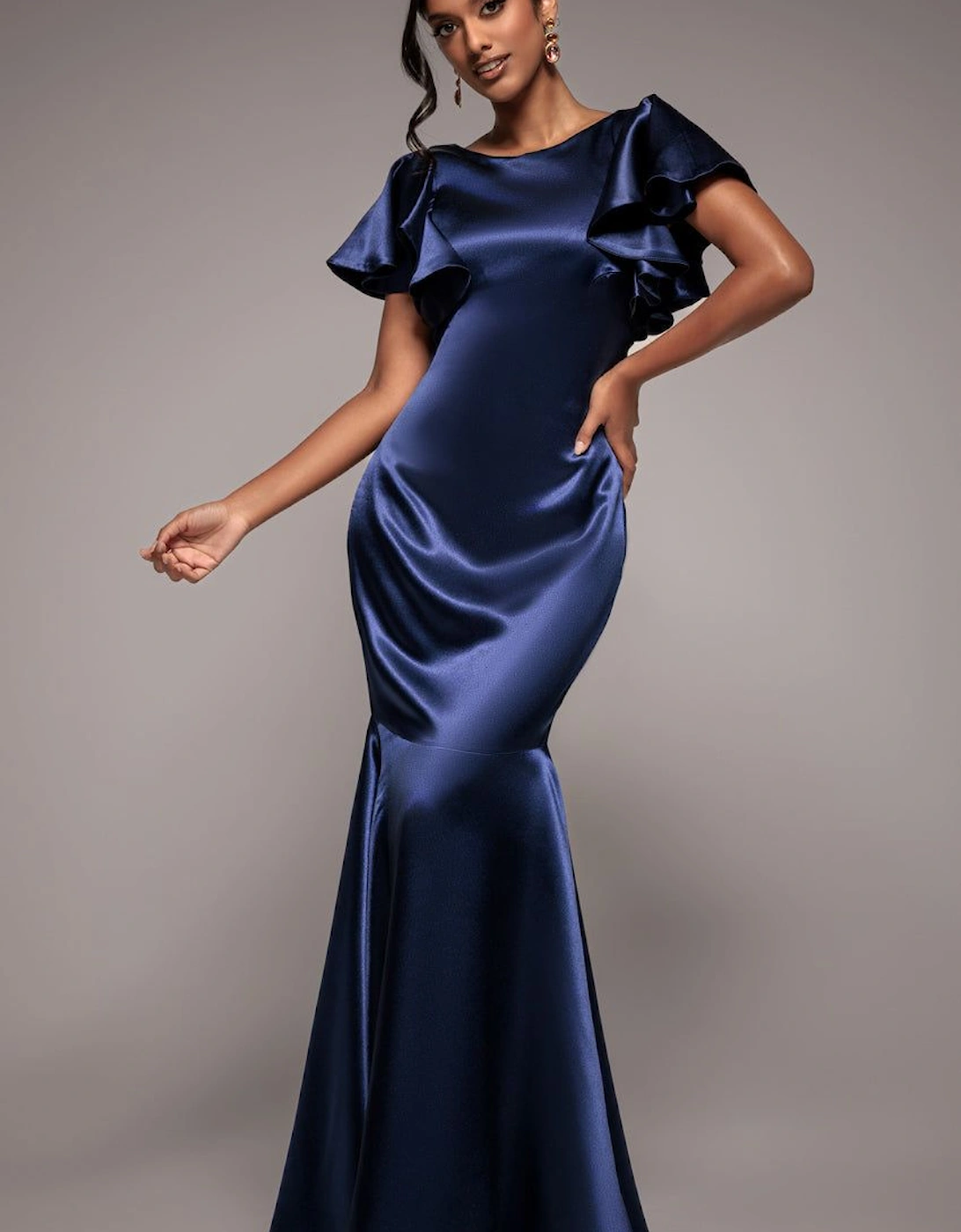 Satin Flutter Sleeve Mermaid Maxi, 2 of 1