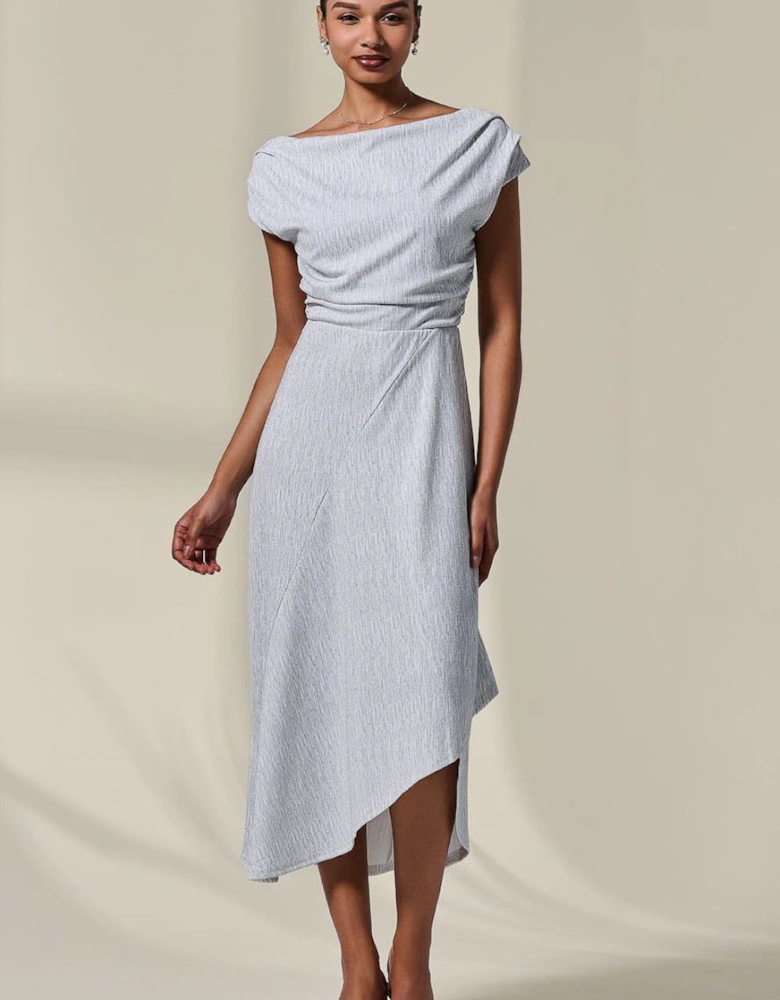 Asymmmetric Draped Midi Dress