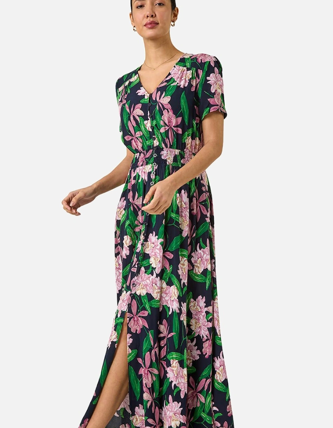 Floral Shirred Maxi Dress, 2 of 1
