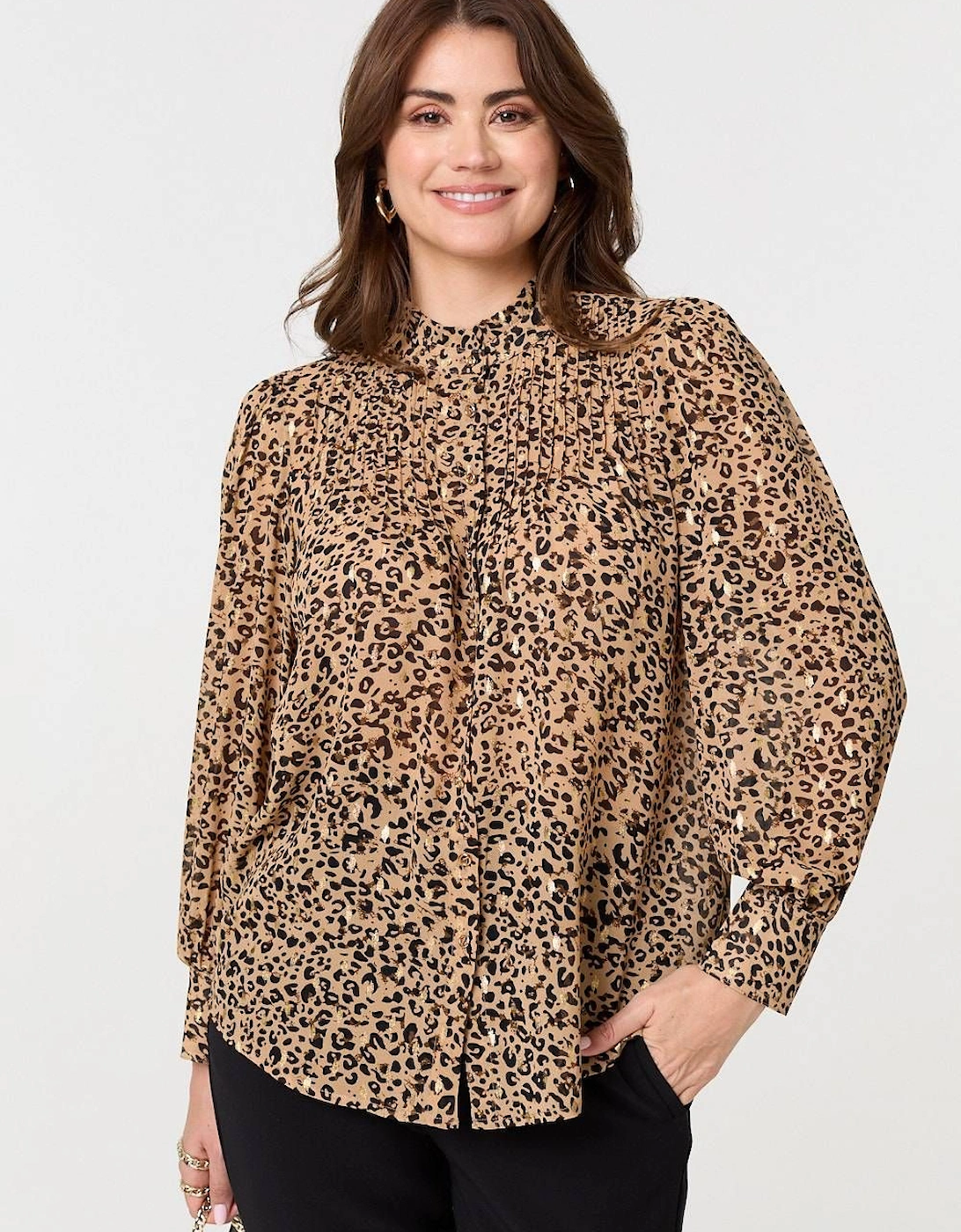 Animal Print High Neck Loose Fit Blouse, 2 of 1