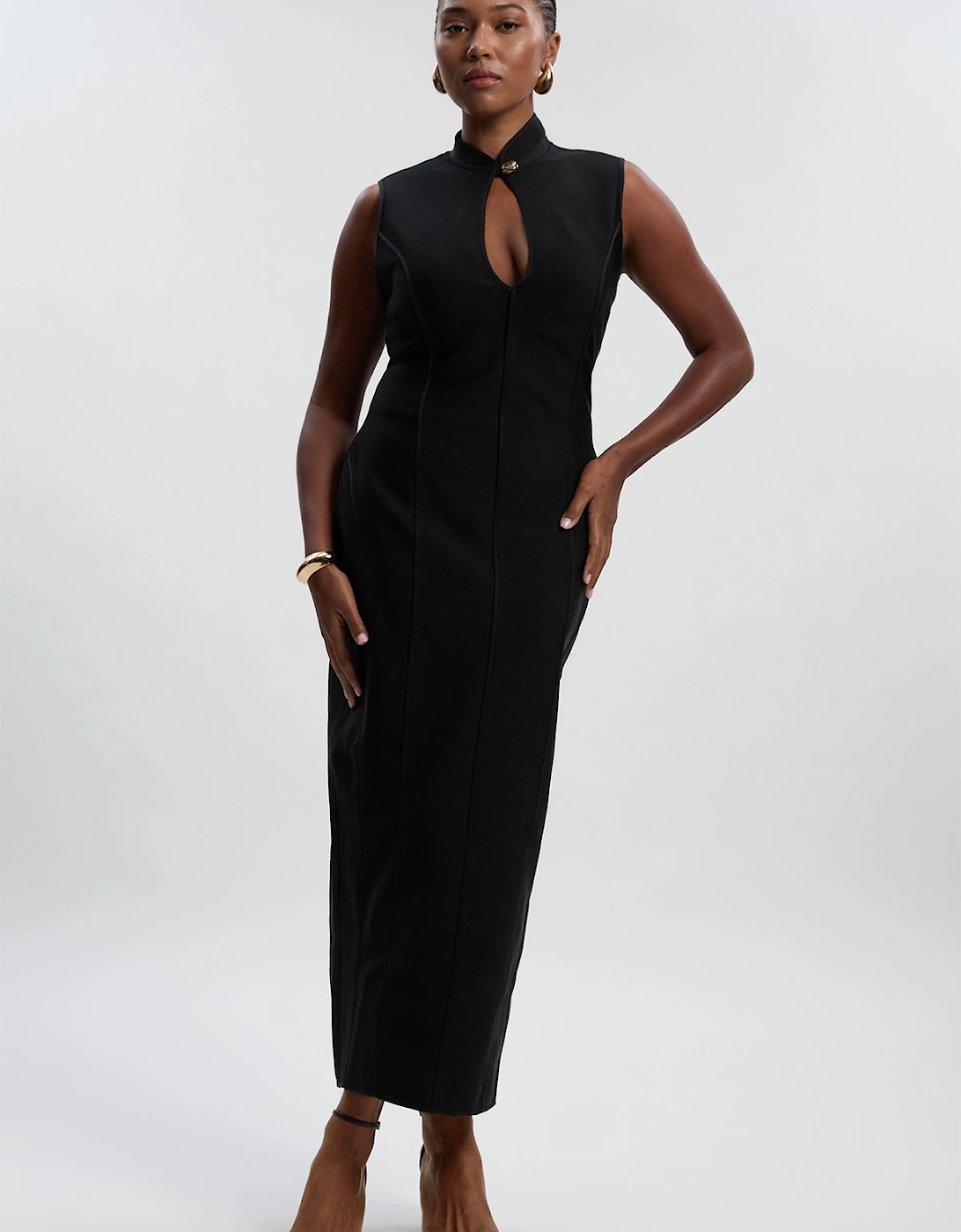 Plus Size Figure Form Bandage Sleeveless Pencil Knit Maxi Dress, 2 of 1