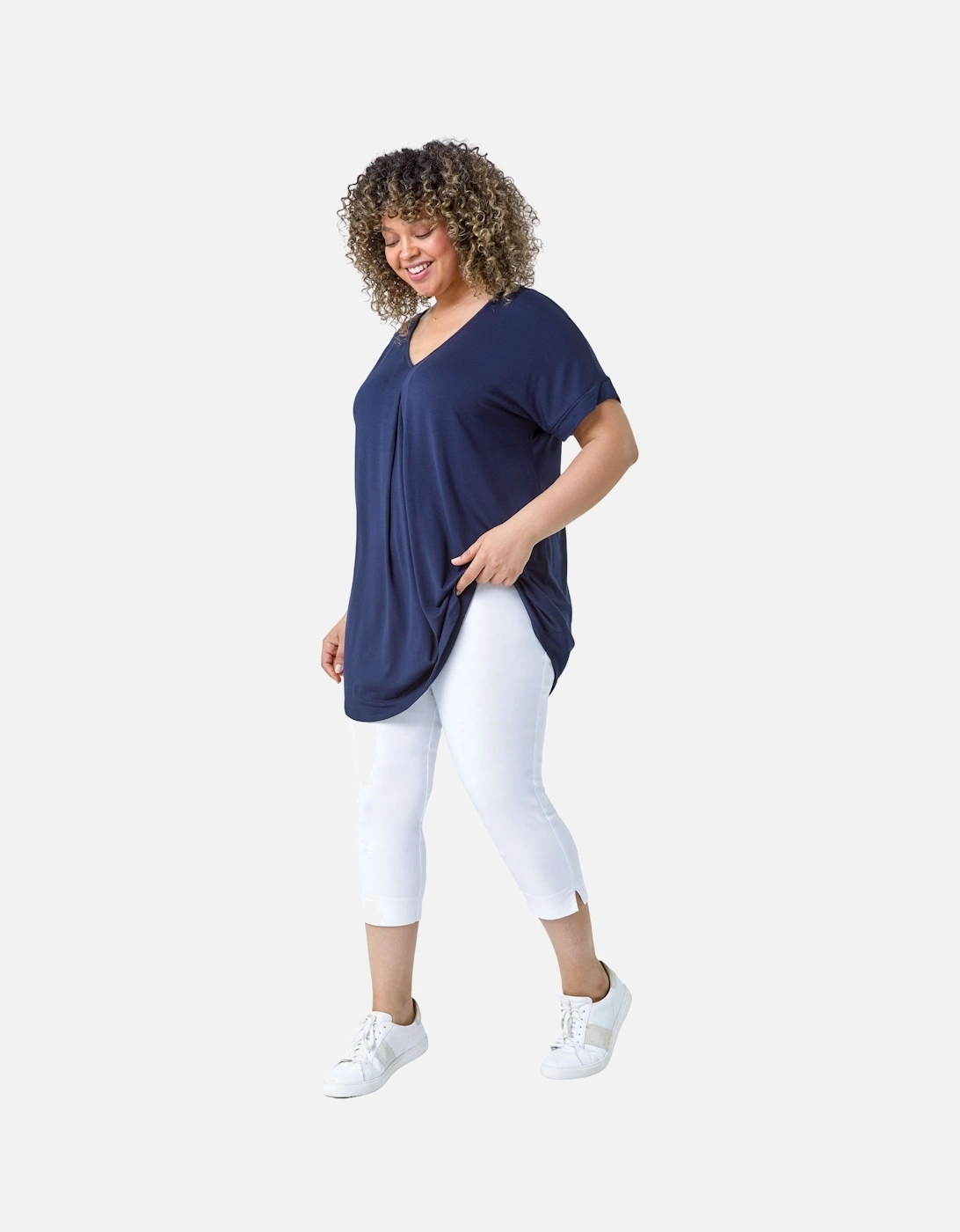 Curve Plain Pleat Front Tunic Stretch Top, 2 of 1