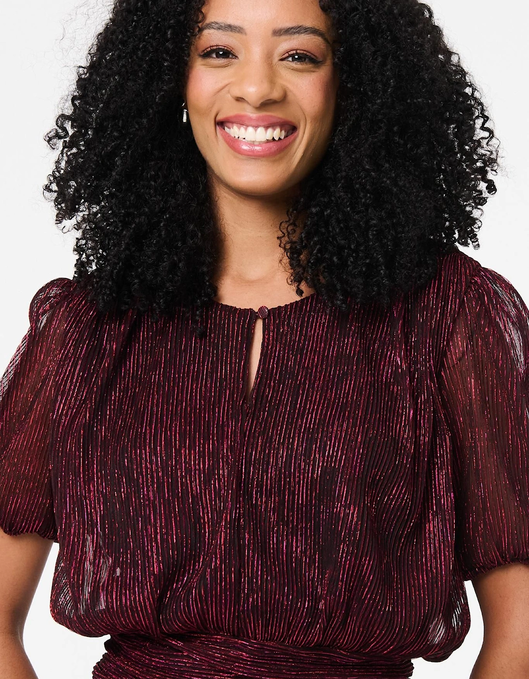 Glitter Mesh Ruched Semi Sheer Crop Top, 2 of 1