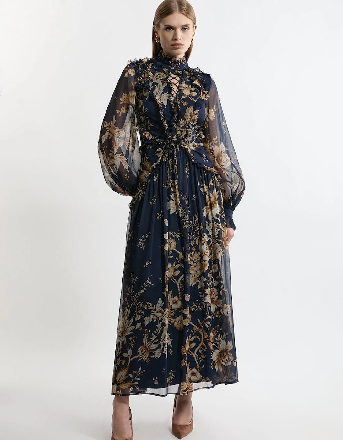 Lydia Millen Tall Floral Ruffle Chiffon Maxi Dress, 2 of 1