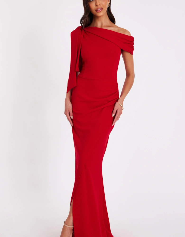 Red Tie Shoulder Maxi Dress