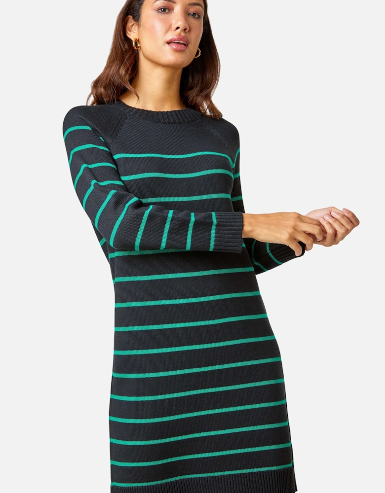 Stripe Print Knitted Jumper Dress