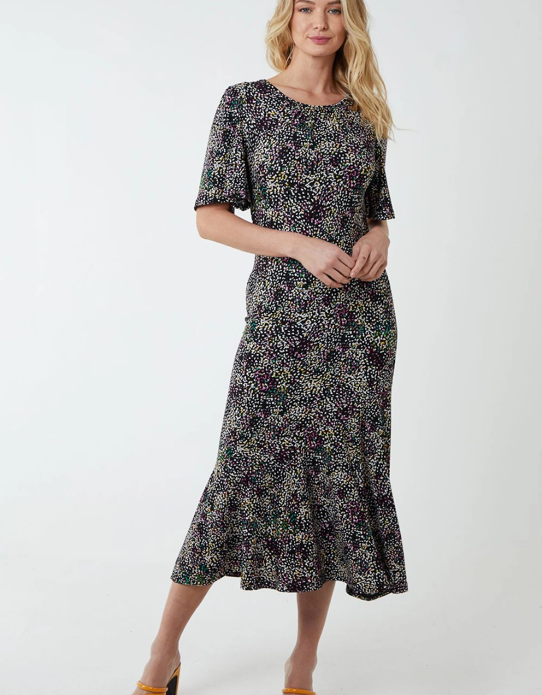 Angel Sleeve Tiered Midi Dress, 2 of 1