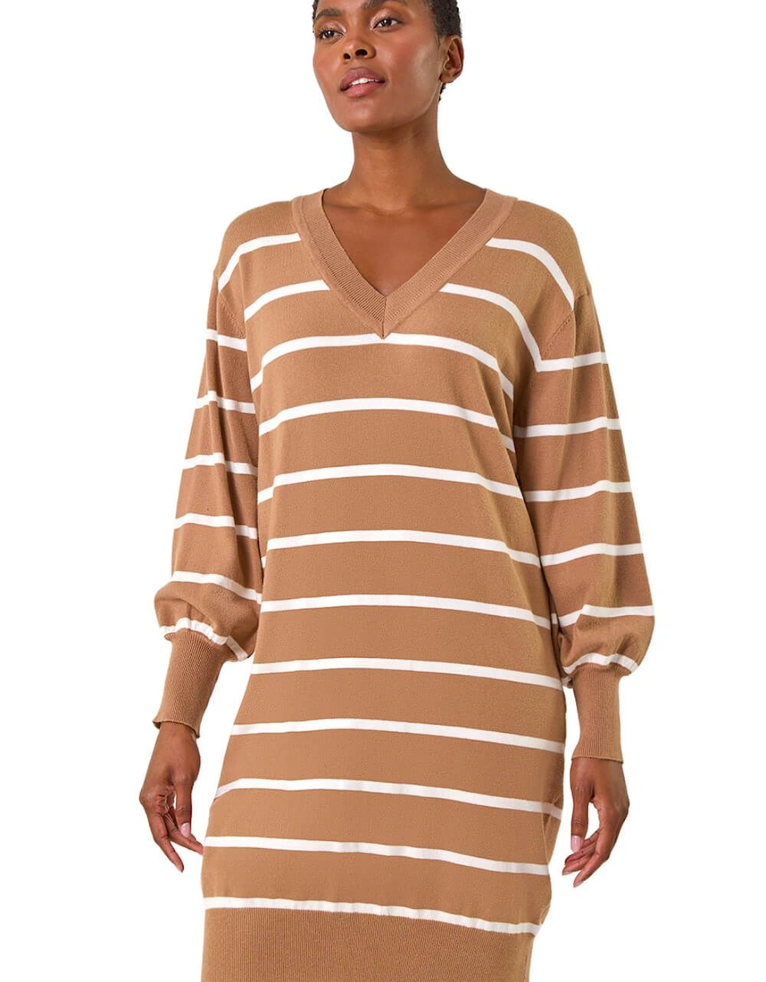 Stripe V-Neck Knit Jumper Dress, 2 of 1