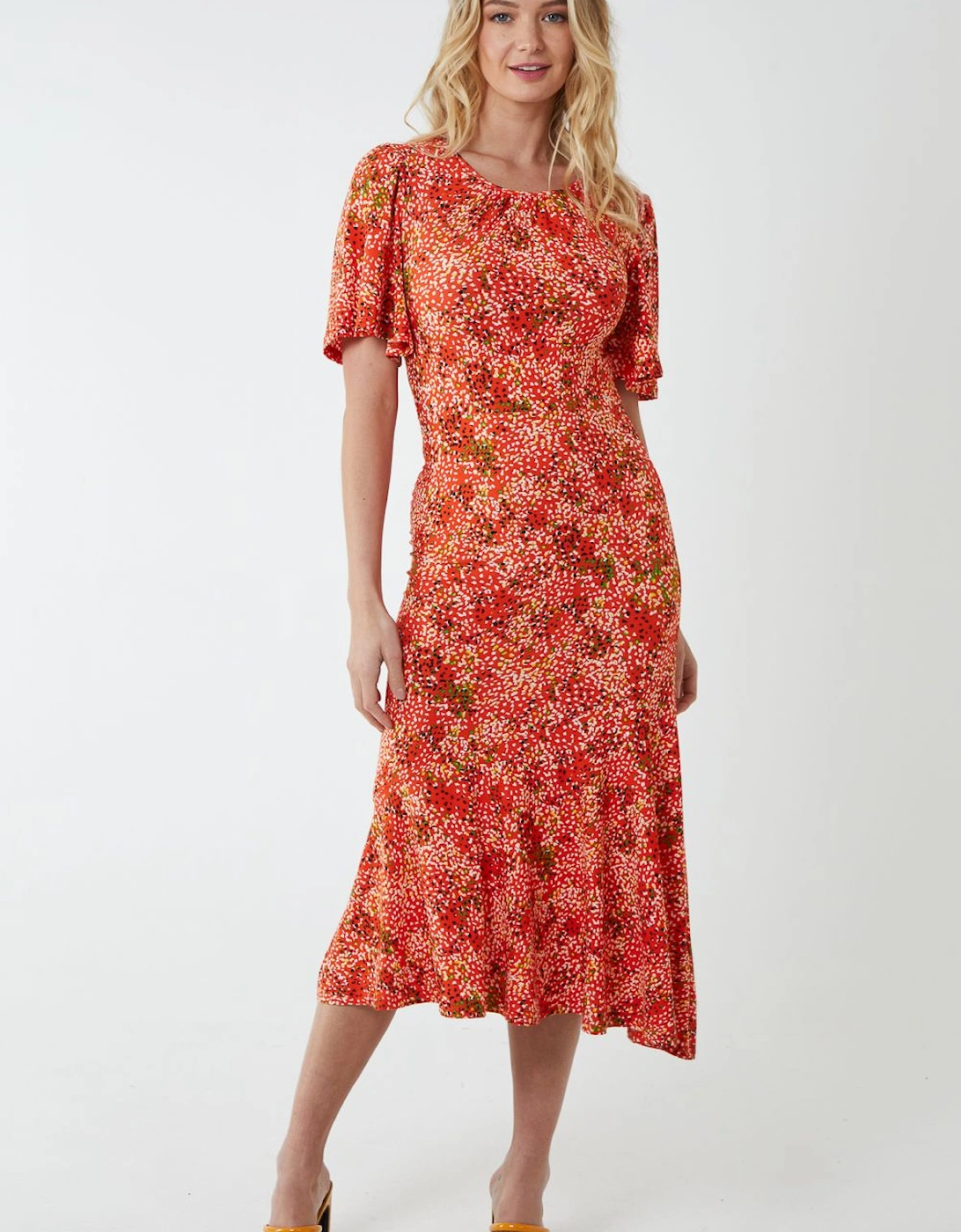 Angel Sleeve Tiered Midi Dress, 2 of 1