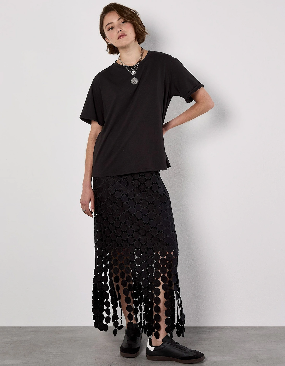 Guipure Circle Lace Fringe Maxi Skirt, 2 of 1