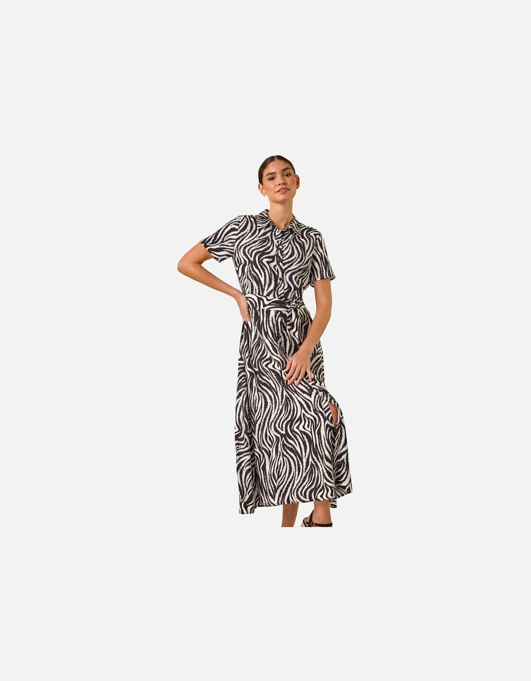 Zebra Print Belted Shirt Dress, 2 of 1