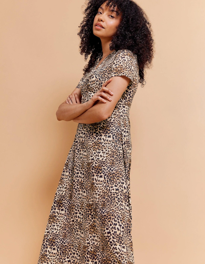 Animal Print V-Neck Dress