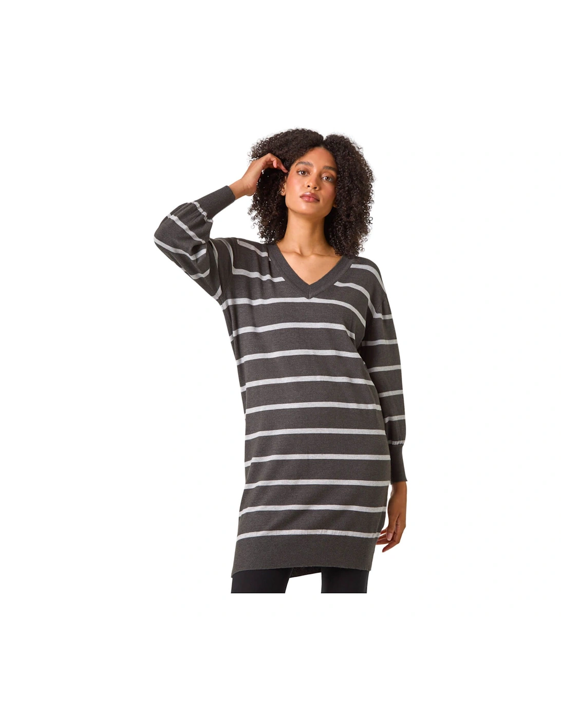 Stripe V-Neck Knit Jumper Dress, 2 of 1
