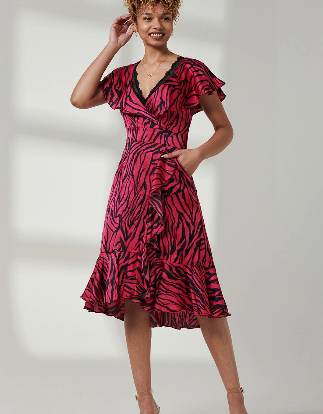 Julissa Satin Flare Hem Dress, 2 of 1