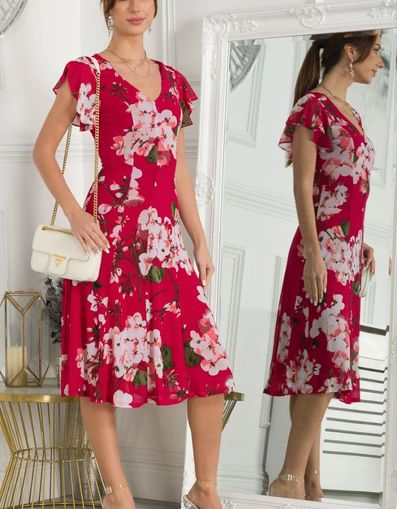 Acela Floral Print Mesh Dress