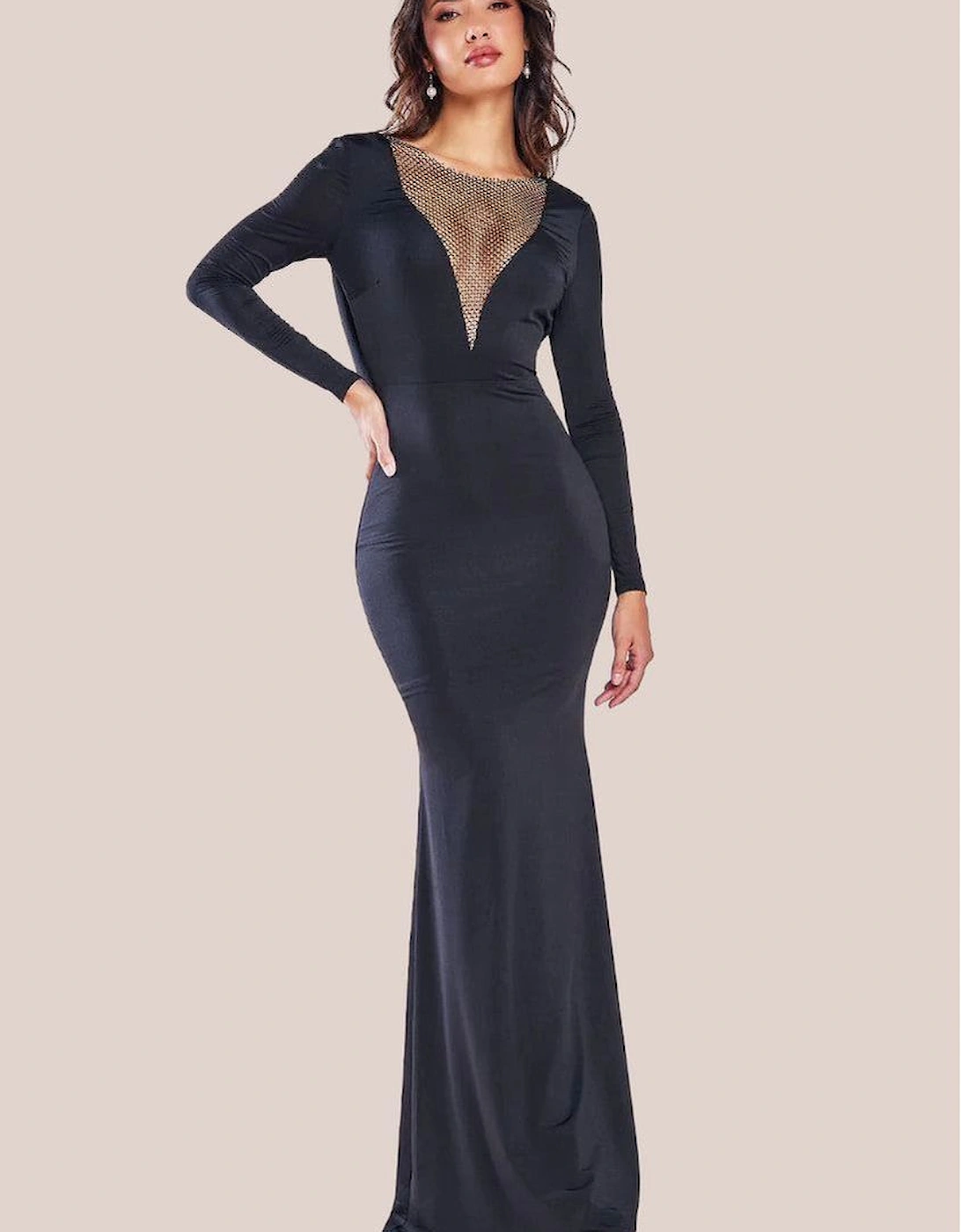 Diamante Fishnet Cowl Back Maxi, 2 of 1