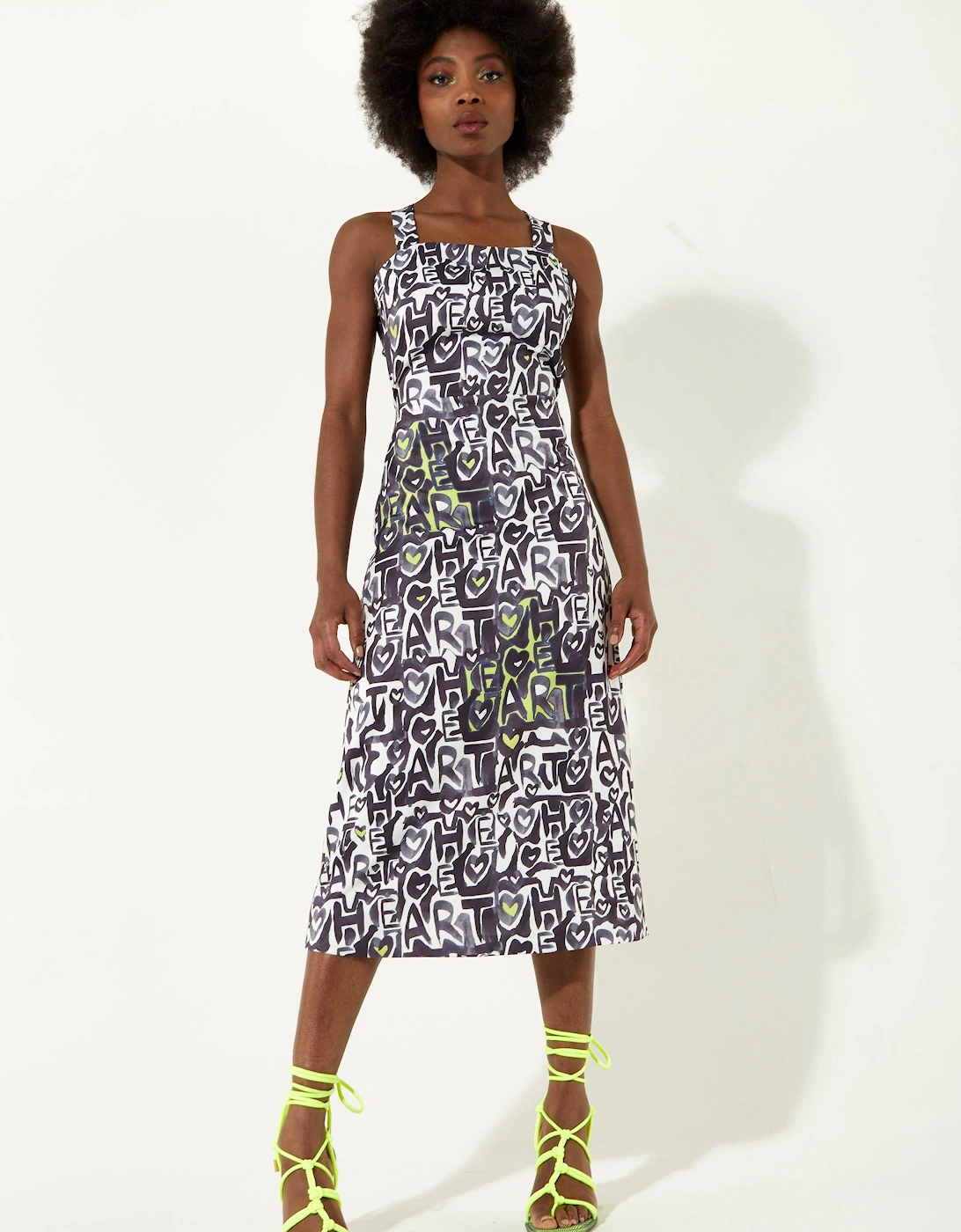 Abstract Print Midi Dress With An Open Crossed Back Detail, 2 of 1