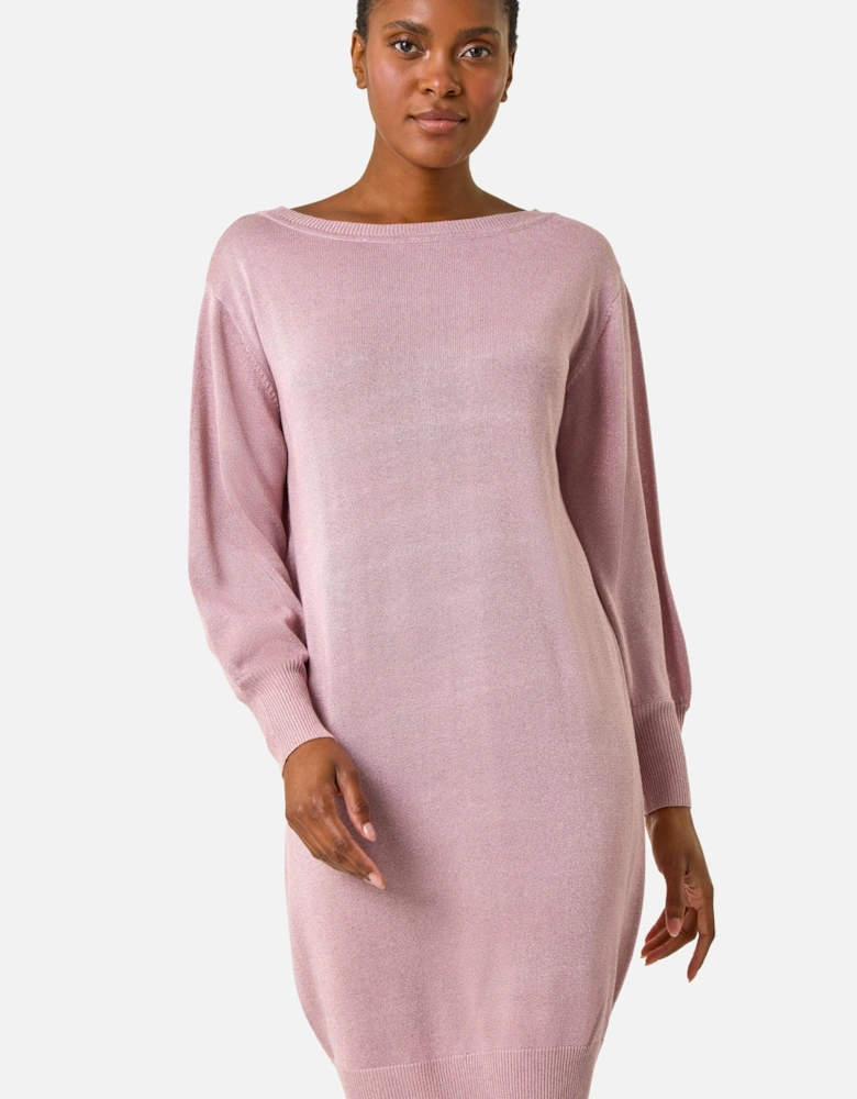 Shimmer Slash Neck Jumper Dress