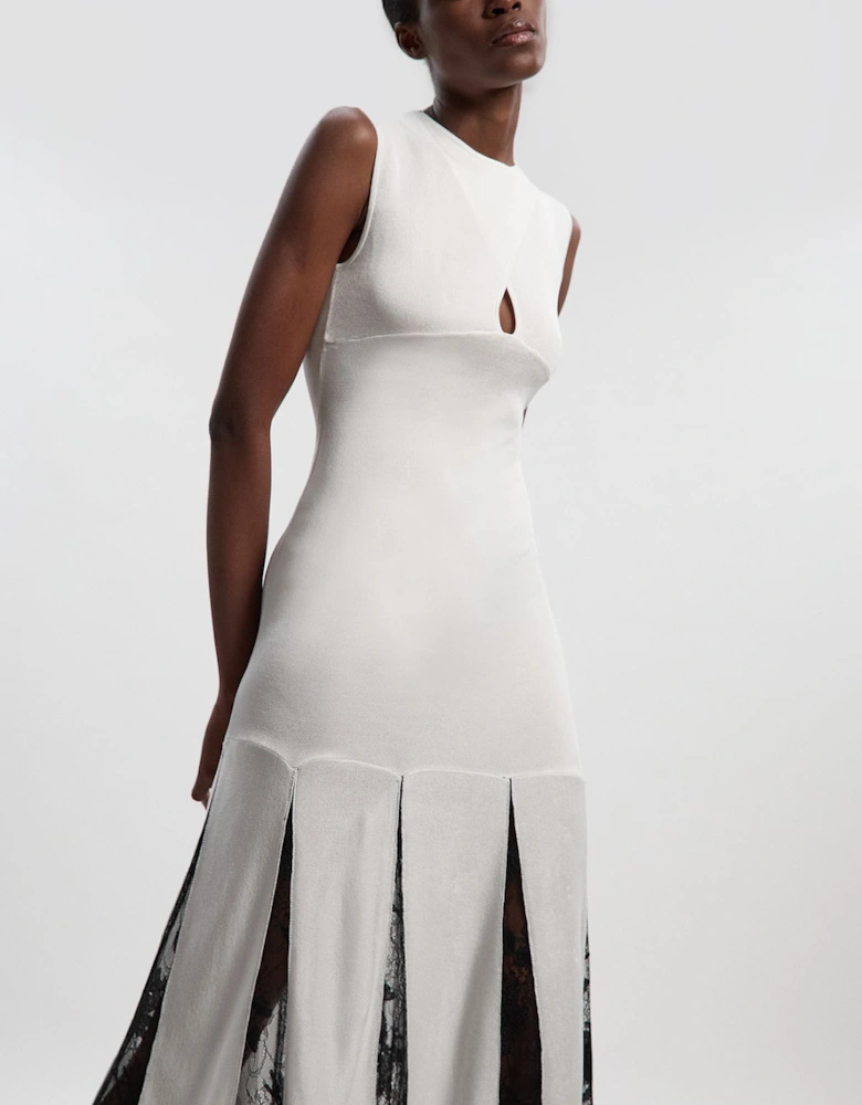 Tall Viscose Blend Slinky Sheer Lace Detail Knit Maxi Dress