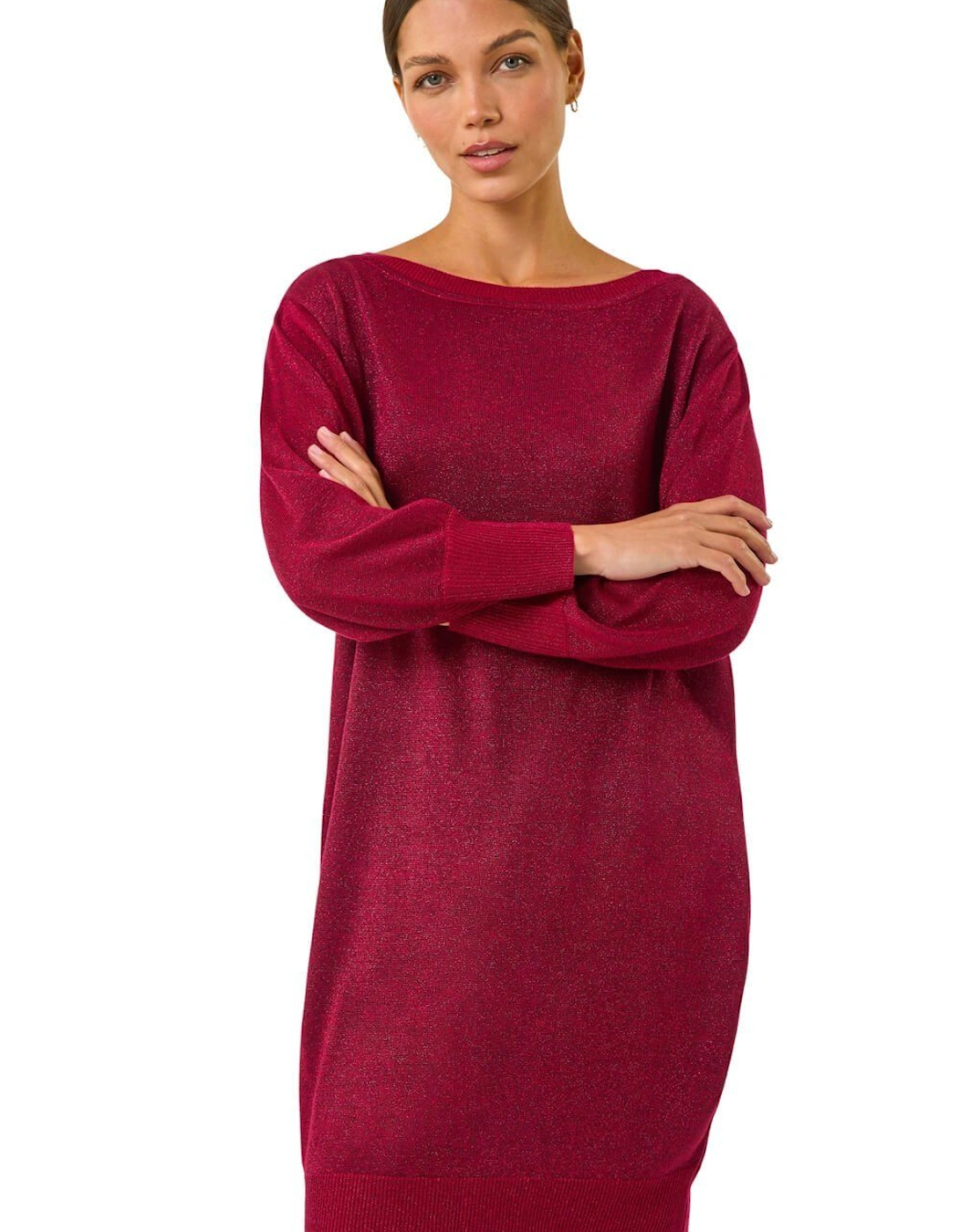 Shimmer Slash Neck Jumper Dress, 2 of 1