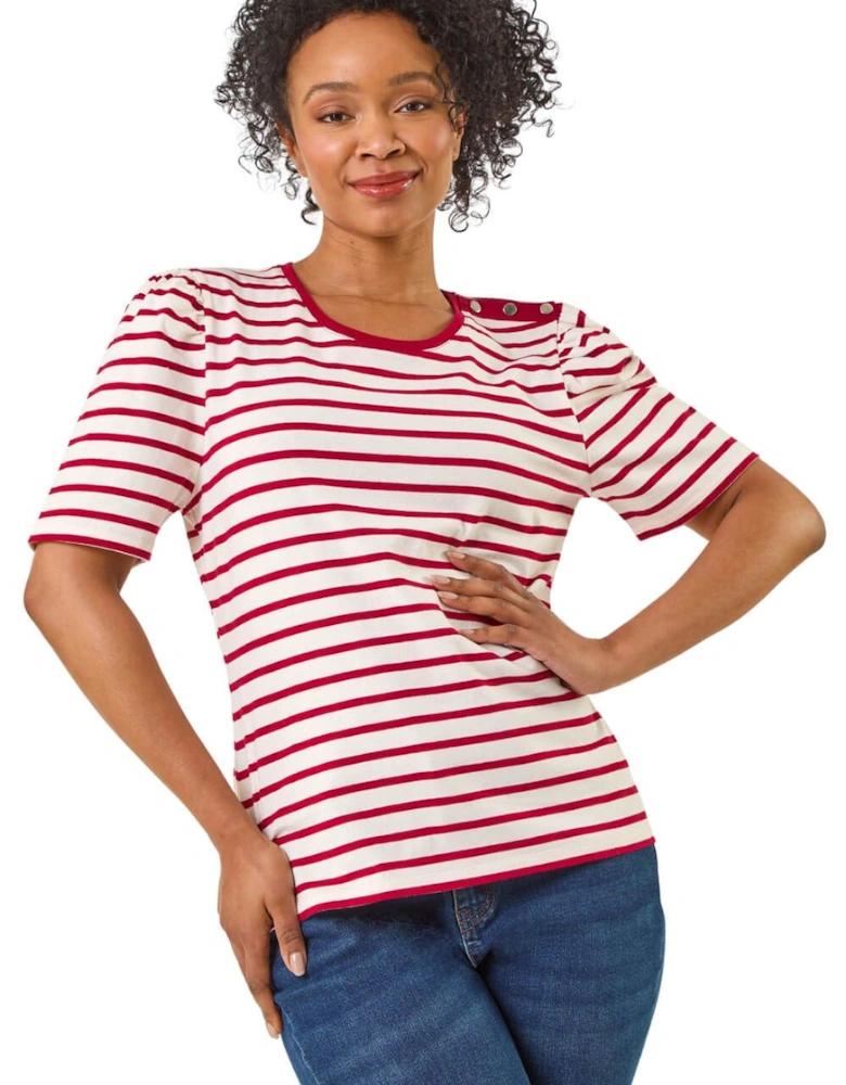 Petite Stripe Ruched Top