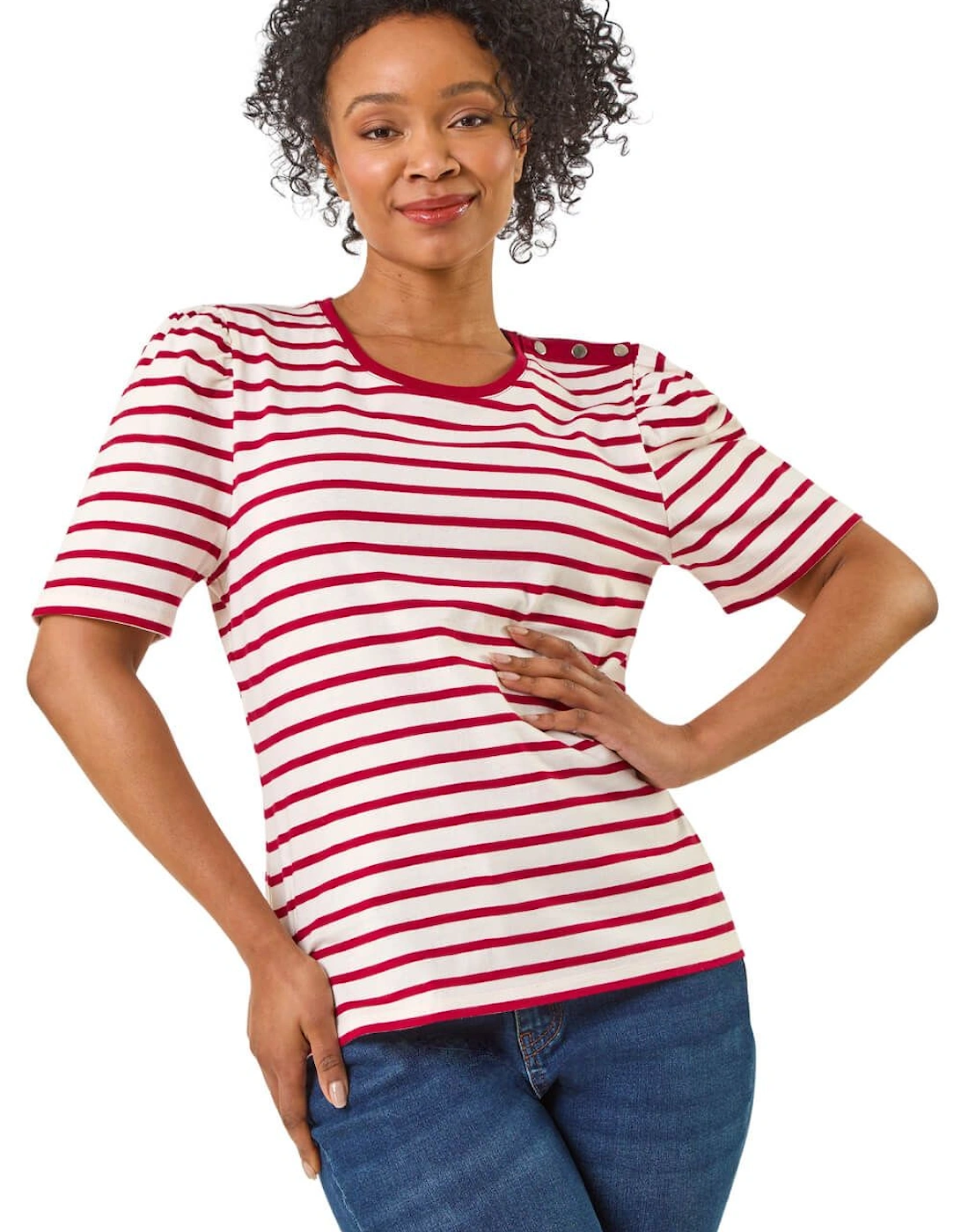 Petite Stripe Ruched Top, 2 of 1