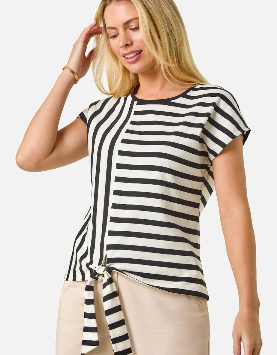 Petite Block Striped Tie Side Top, 2 of 1