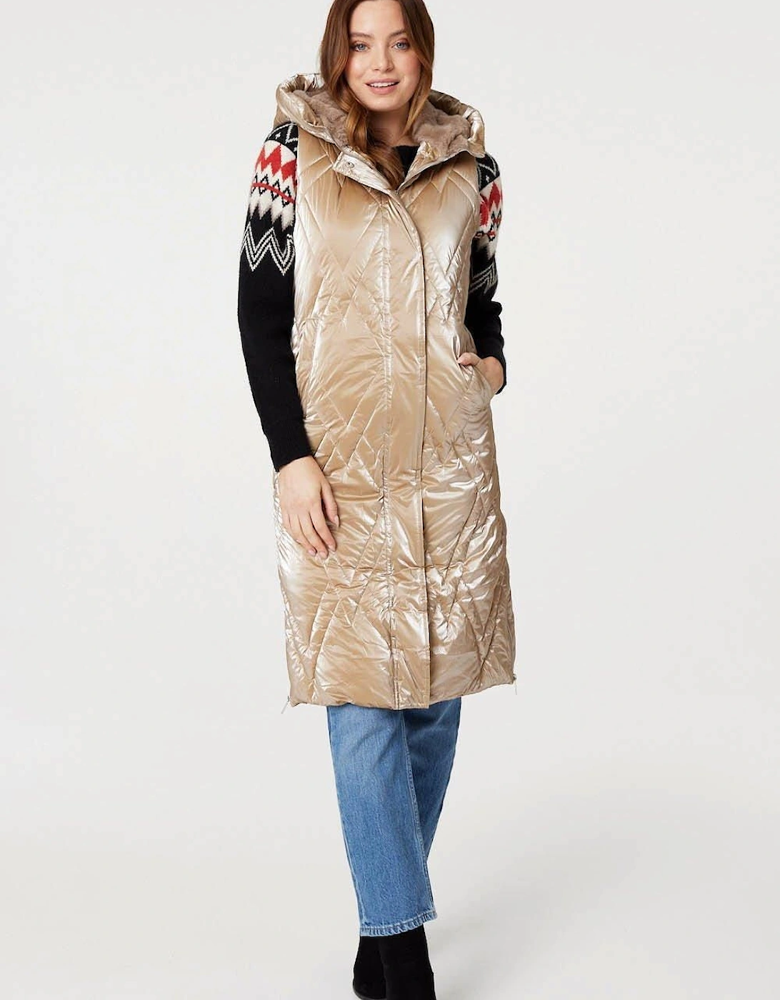 Longline Hooded Puffer Vest, 2 of 1