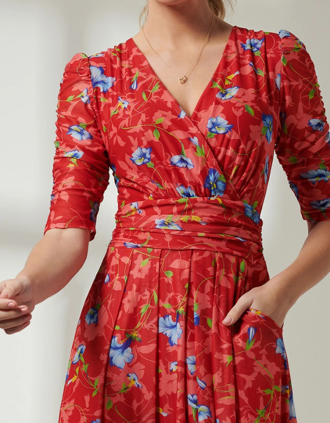 Gavina Ruched Sleeve Mesh Maxi Dress, 2 of 1