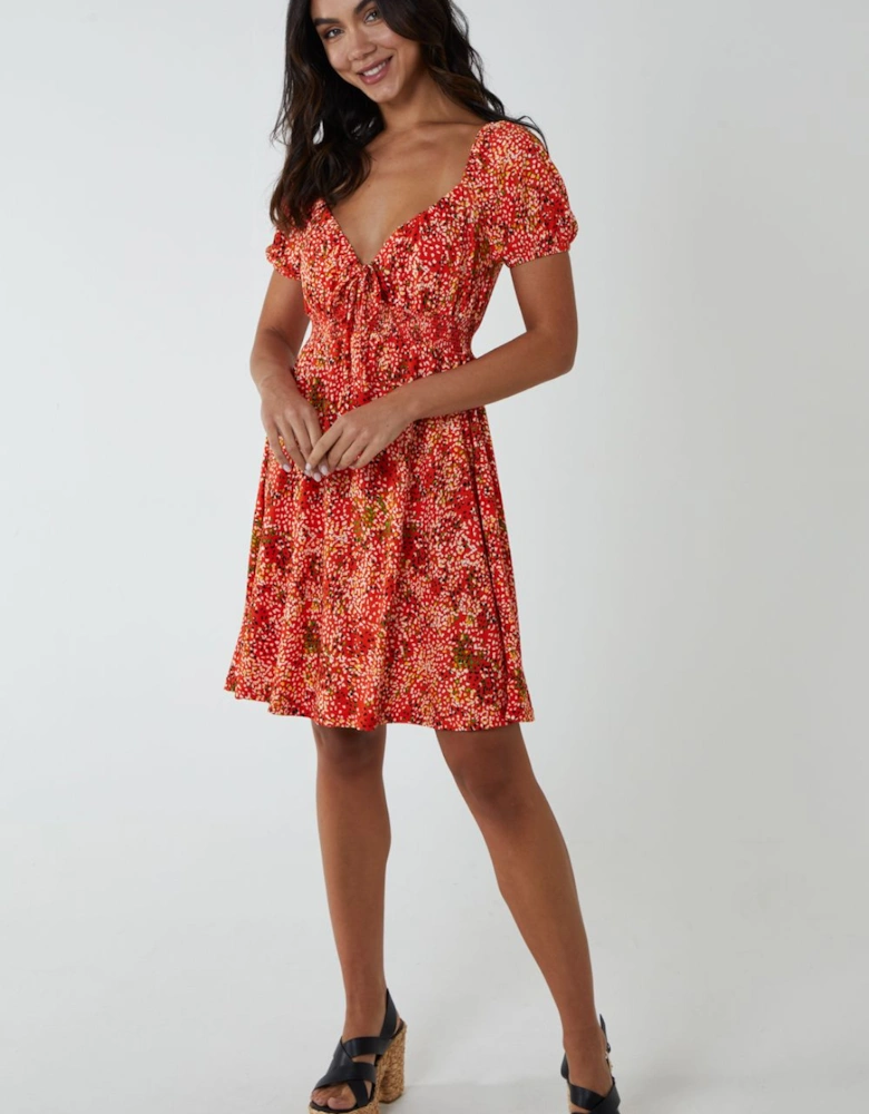 Shirred Sweetheart Mini Dress