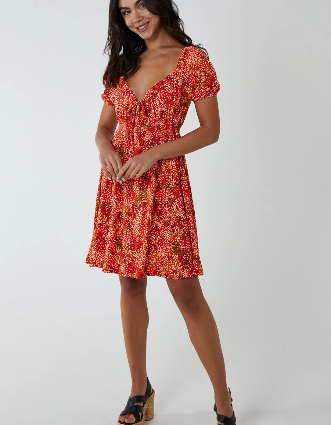 Shirred Sweetheart Mini Dress, 2 of 1