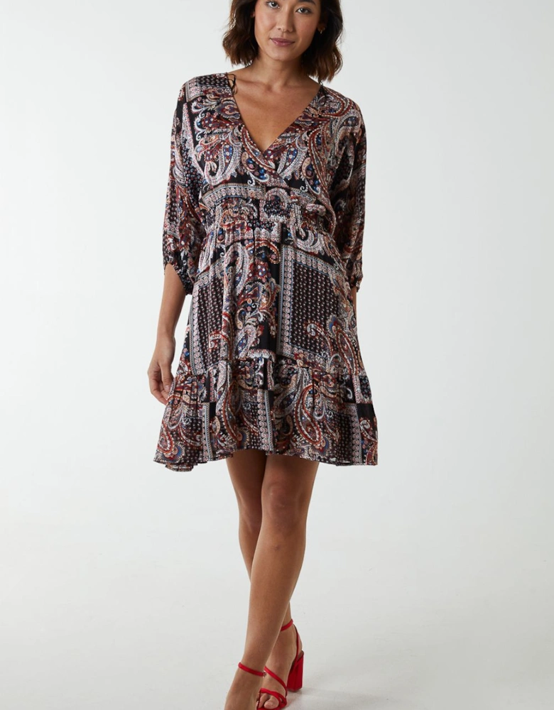 Wrap Front Kimono Sleeve Dress